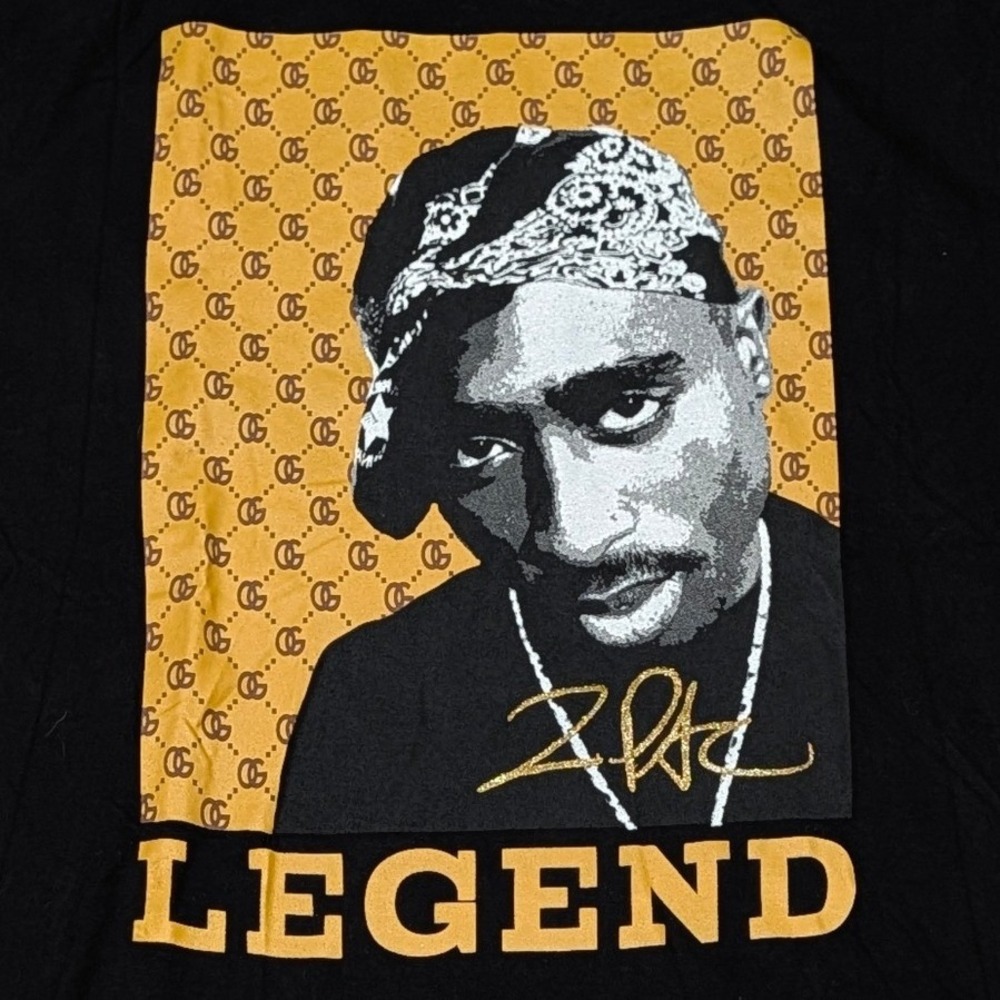 3FORTY Inc Tupac Shakur Legend Graphic T-Shirt Men's 3XL Black Hip Hop Rap Tee
